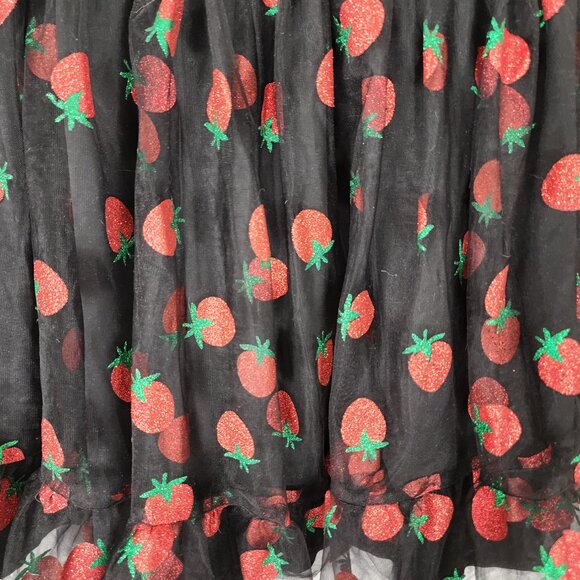 Smak Parlour NWT Metallic Strawberry Print Mesh Tulle Flowy Skirt - Picture 2 of 8